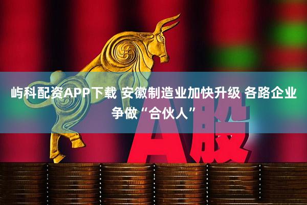 屿科配资APP下载 安徽制造业加快升级 各路企业争做“合伙人”